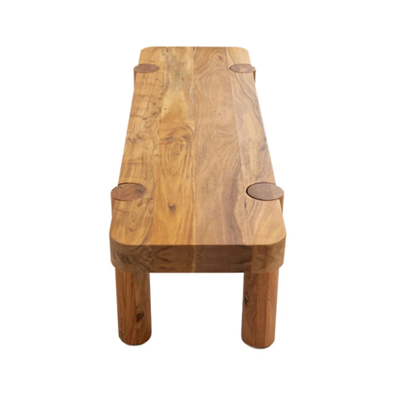 Haini Acacia Wood Round Leg Bench