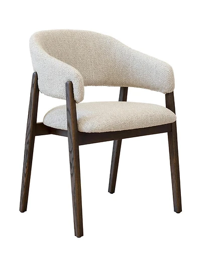Brina Dining Chair – Beige Upholstery & Dirty Oak Wood Frame