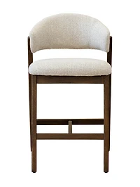 Brina Counter Stool – Beige Upholstery & Dirty Oak Wood Frame