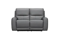 Brooke Leather Power Recliner Loveseat - Dark Grey
