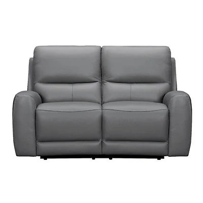 Brooke Leather Power Recliner Loveseat - Dark Grey