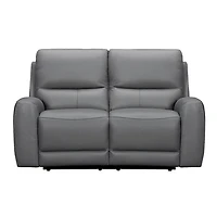 Brooke Leather Power Recliner Loveseat - Dark Grey