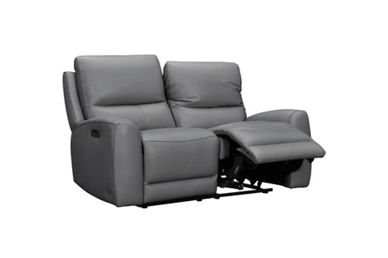 Brooke Leather Power Recliner Loveseat - Dark Grey