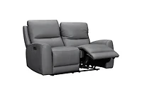 Brooke Leather Power Recliner Loveseat - Dark Grey
