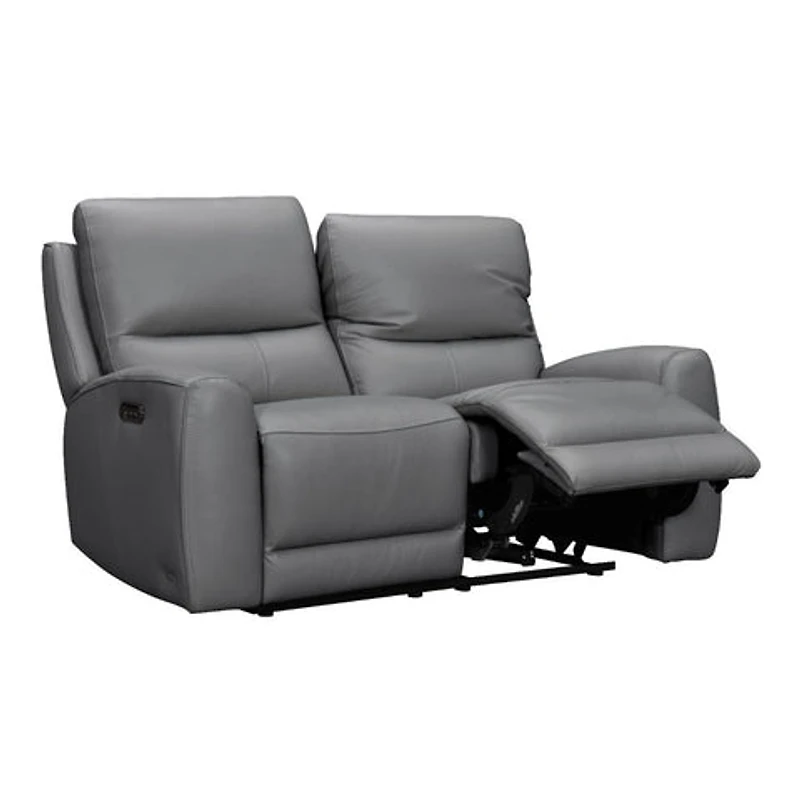 Brooke Leather Power Recliner Loveseat - Dark Grey