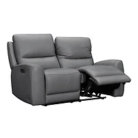 Brooke Leather Power Recliner Loveseat - Dark Grey