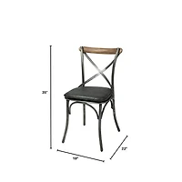 Metal Crossback Chair with Black Seat Cushion