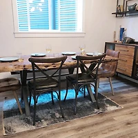 Metal Crossback Chair with Black Seat Cushion