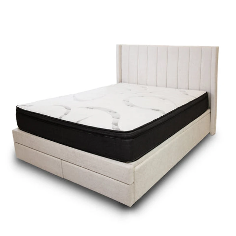 Candice Storage Double Bed With Drawers - Pearl