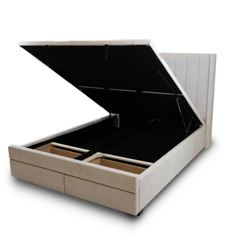 Candice Storage Double Bed With Drawers - Pearl
