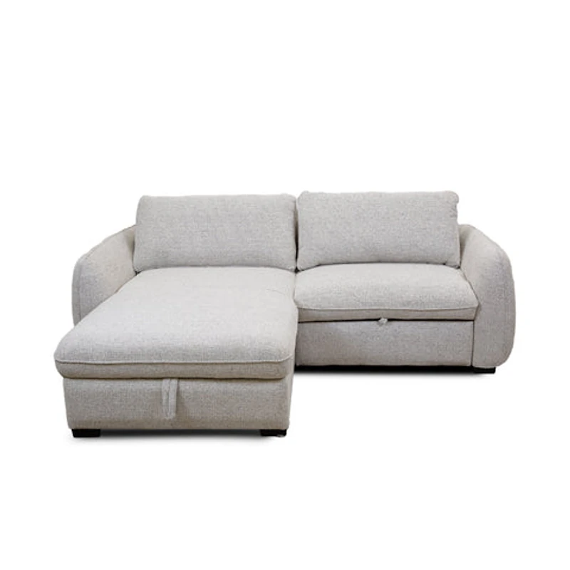 Cassey Pullout Sleeper Sectional with Storage Chaise - Light Grey