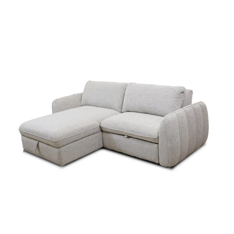Cassey Pullout Sleeper Sectional with Storage Chaise - Light Grey