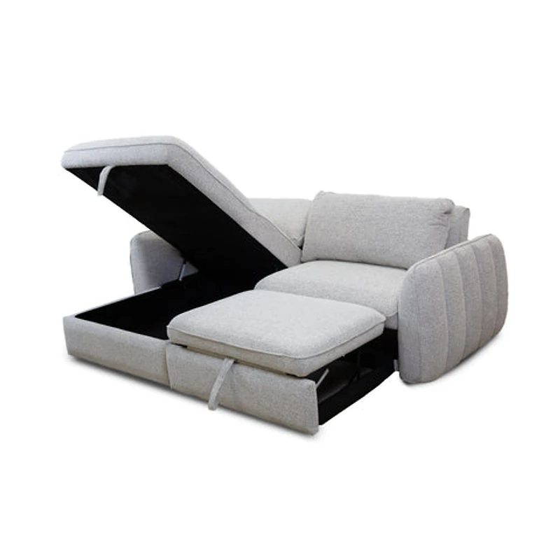 Cassey Pullout Sleeper Sectional with Storage Chaise - Light Grey