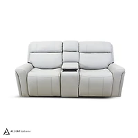 Cavallo Genuine Leather Power Recliner Loveseat with Console