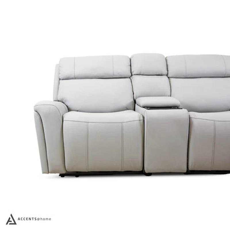 Cavallo Genuine Leather Power Recliner Loveseat with Console