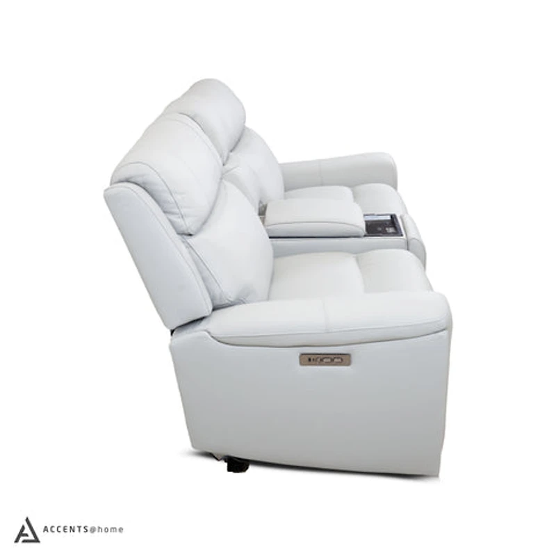 Cavallo Genuine Leather Power Recliner Loveseat with Console