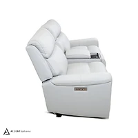 Cavallo Genuine Leather Power Recliner Loveseat with Console