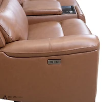 Cavallo Genuine Leather Power Recliner Loveseat with Console