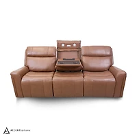 Cavallo Genuine Leather Power Recliner Sofa with Wireless Charger