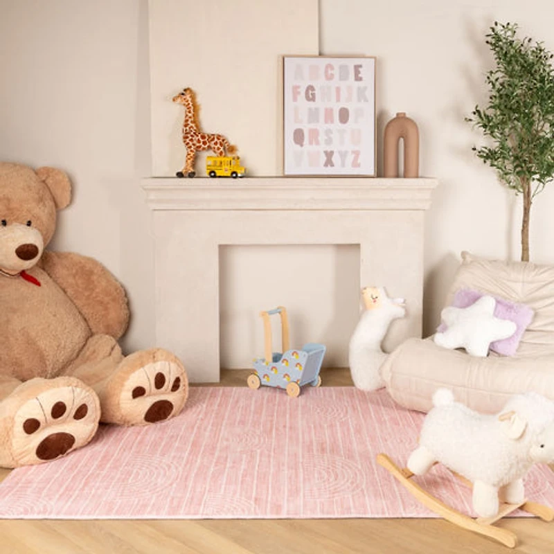 Pastel Pink Daisy Delight Area Rug