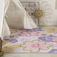 Blush Bloom Daisy Patterned Rug Pink