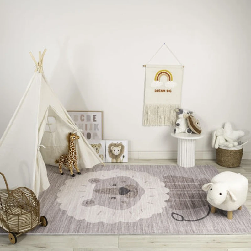 Beige Daisy Floral Elegance Rug