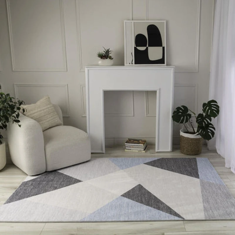 Europa Blue Contemporary Art-Inspired Rug