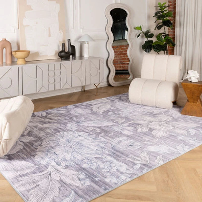 Lily Grey Faded Medallion Area Rug