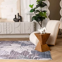 Lily Grey Traditional Distressed Floral Rug