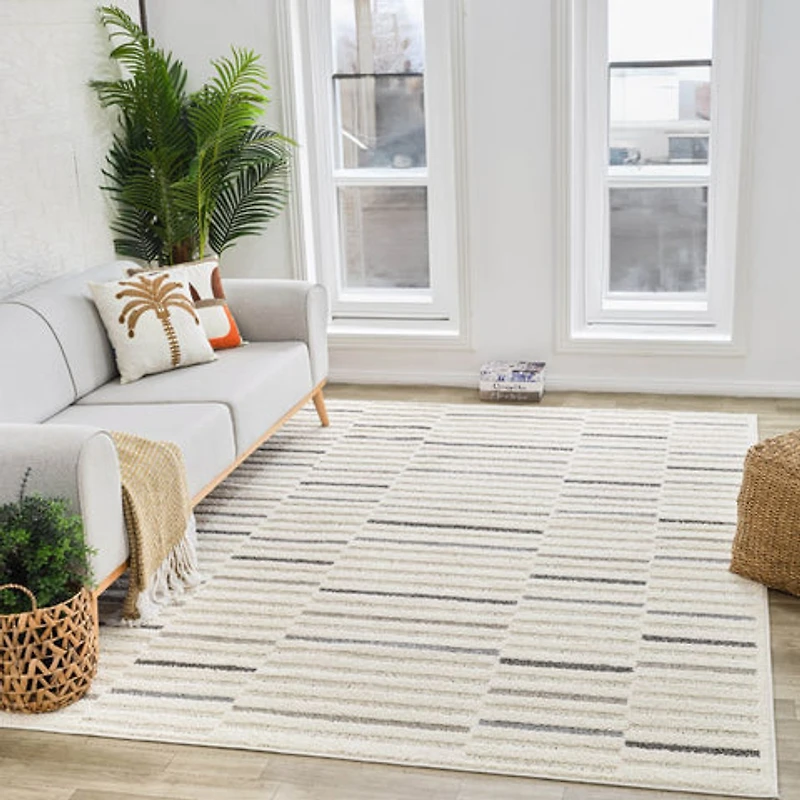 Valencia White Subtle Damask Area Rug