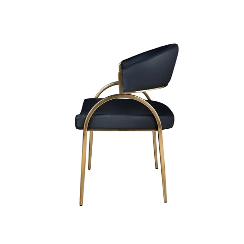 Monet Upholstered Dining Chair in Black PU with Brushed Gold Legs