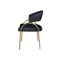 Monet Upholstered Dining Chair in Black PU with Brushed Gold Legs