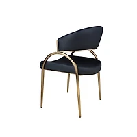 Monet Upholstered Dining Chair in Black PU with Brushed Gold Legs