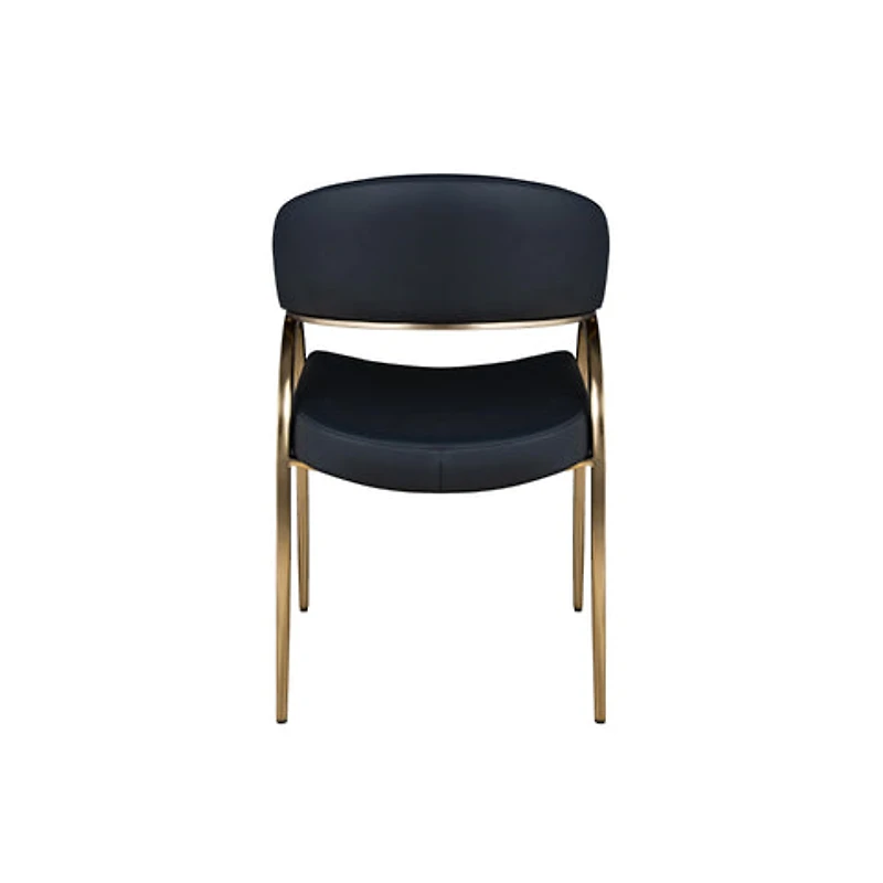 Monet Upholstered Dining Chair in Black PU with Brushed Gold Legs