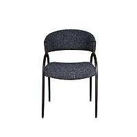 Arco Upholstered Dining Chair in Black Fabric with Iron Legs