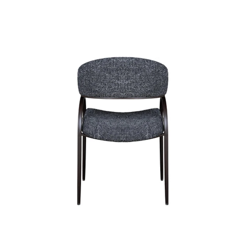 Arco Upholstered Dining Chair in Black Fabric with Iron Legs