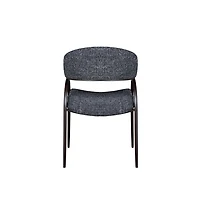 Arco Upholstered Dining Chair in Black Fabric with Iron Legs