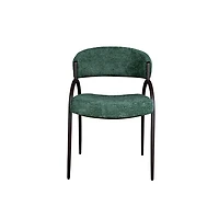 Arco Upholstered Dining Chair in Green Fabric with Iron Legs