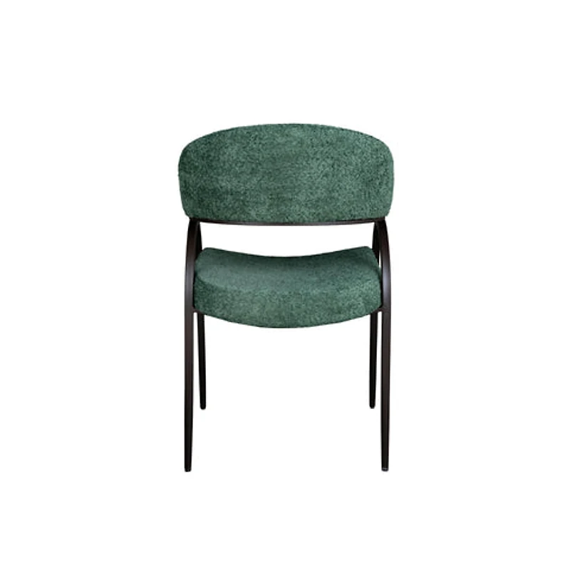 Arco Upholstered Dining Chair in Green Fabric with Iron Legs