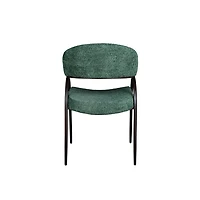 Arco Upholstered Dining Chair in Green Fabric with Iron Legs