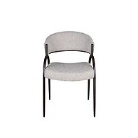 Arco Upholstered Dining Chair in Grey Fabric with Iron Legs