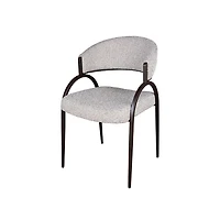 Arco Upholstered Dining Chair in Grey Fabric with Iron Legs