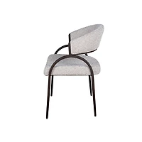 Arco Upholstered Dining Chair in Grey Fabric with Iron Legs