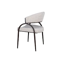 Arco Upholstered Dining Chair in Grey Fabric with Iron Legs
