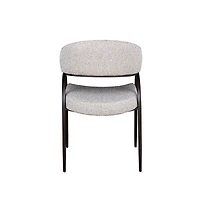 Arco Upholstered Dining Chair in Grey Fabric with Iron Legs