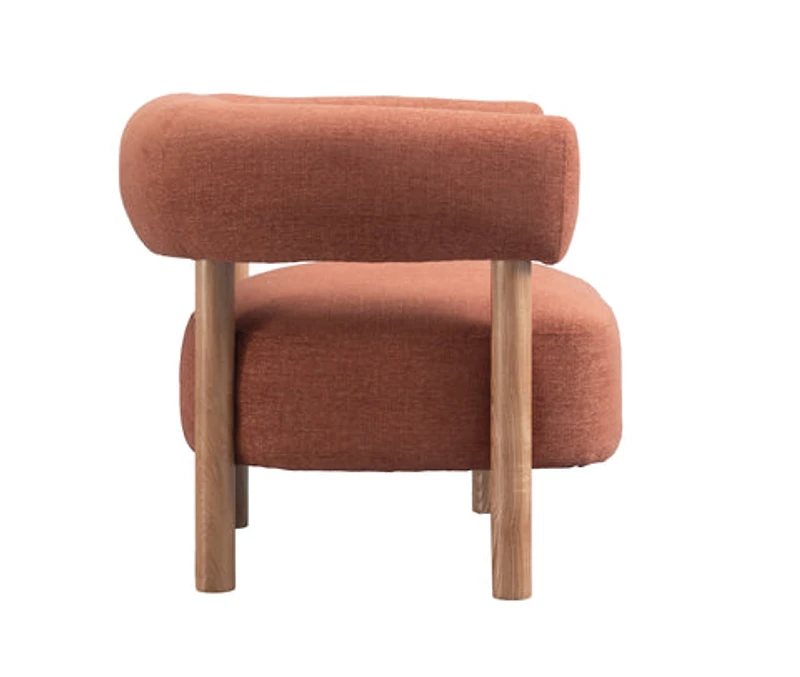 Odette Accent Chair – Warm Textured Fabric & Natural Wood Frame