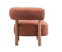 Odette Accent Chair – Warm Textured Fabric & Natural Wood Frame