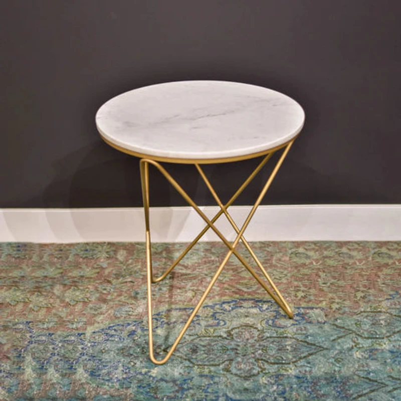 Earth Wind & Fire Marble Side Table - White