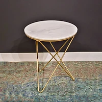 Earth Wind & Fire Marble Side Table - White