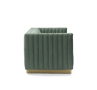 Elba Mid Century Loveseat - Premium Velvet Green